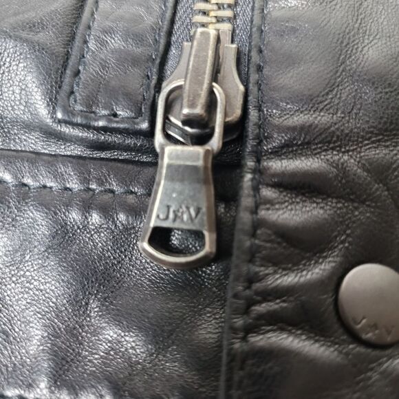 John Varvatos USA Stars Men's Jacket Size L  Black Sheep Skin Washed Leather - Picture 8 of 15